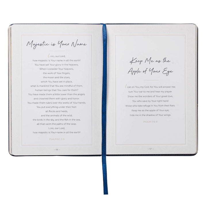 Prayers and Praises From the Word Navy Blue Faux Leather Gift Book - General Gift Book