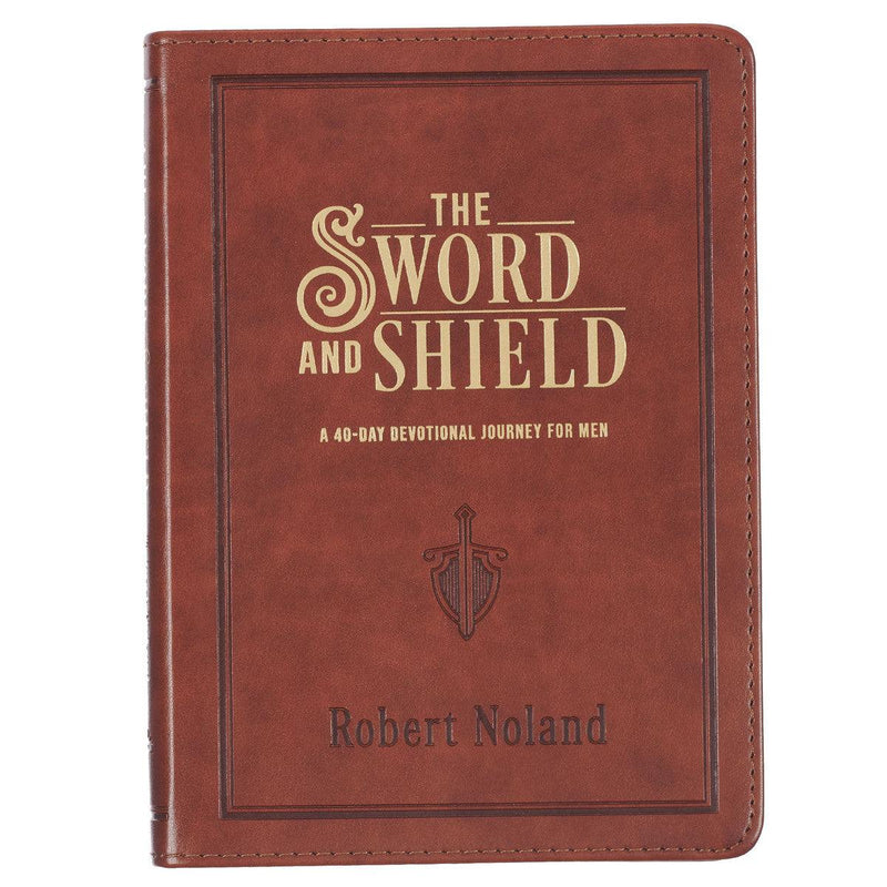 The Sword and Shield Saddle Tan Faux Leather Devotional By Robert Noland - Men&