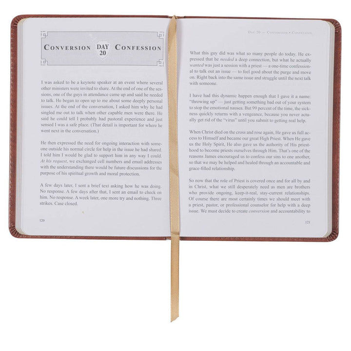 The Sword and Shield Saddle Tan Faux Leather Devotional By Robert Noland - Men&