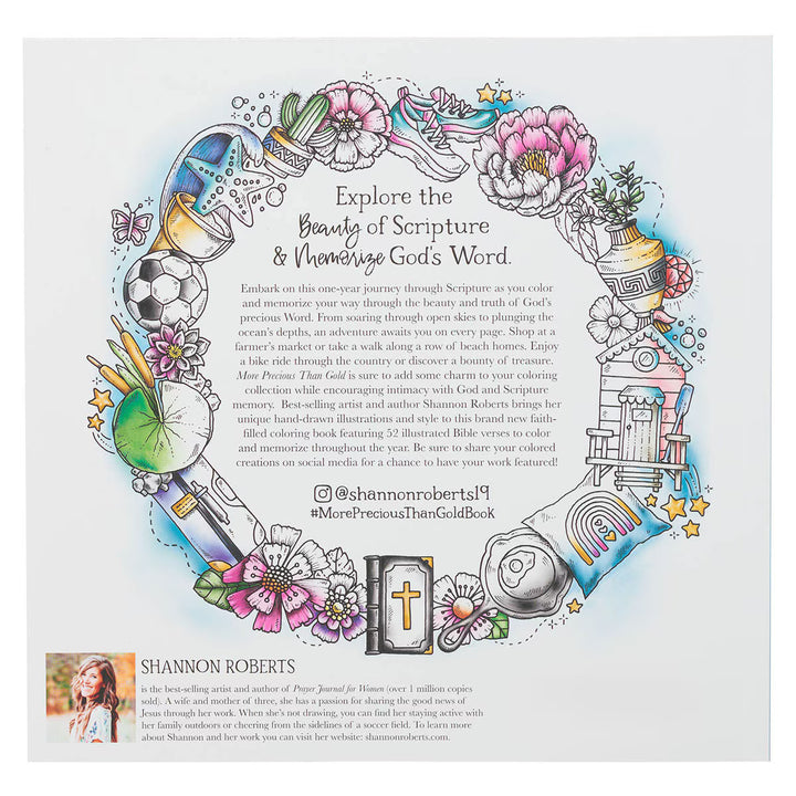 More Precious than Gold: A 52-Week Scripture Coloring Adventure and Memory Book by Shannon Roberts