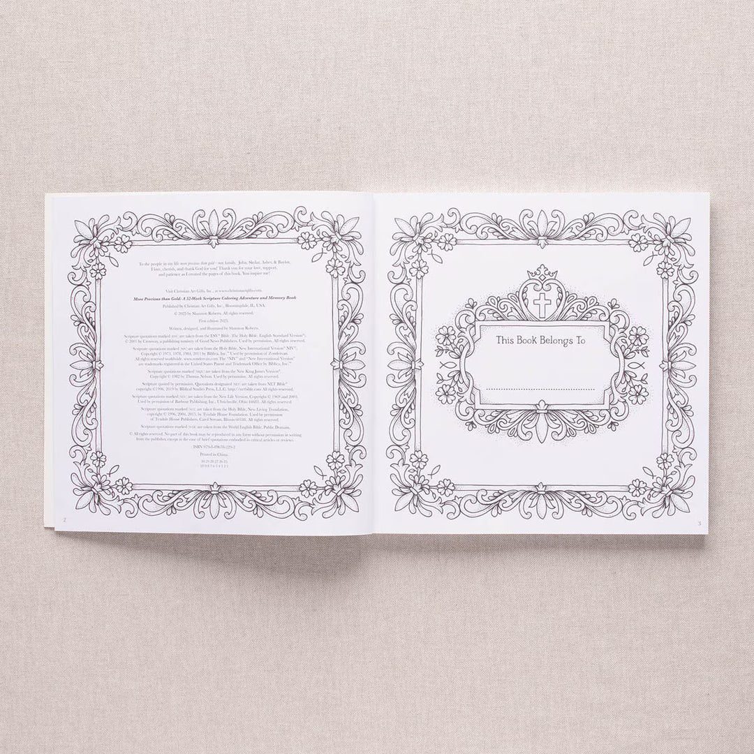 More Precious than Gold: A 52-Week Scripture Coloring Adventure and Memory Book by Shannon Roberts