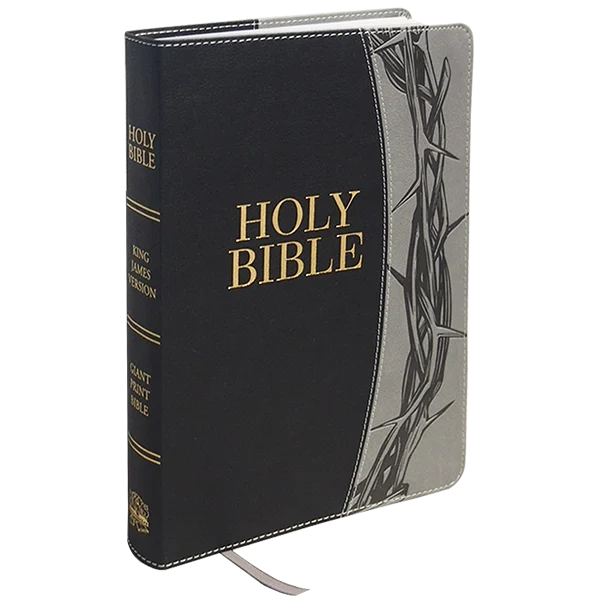 KJV Giant Print Bible | Black/Gray w/crown | Simulated leather