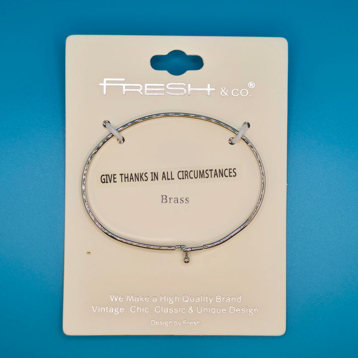GIVE THANKS IN ALL CIRCUMSTANCES Inspirational Message Bracelet Positive Message Engraved Thin Bangle - Jewelry