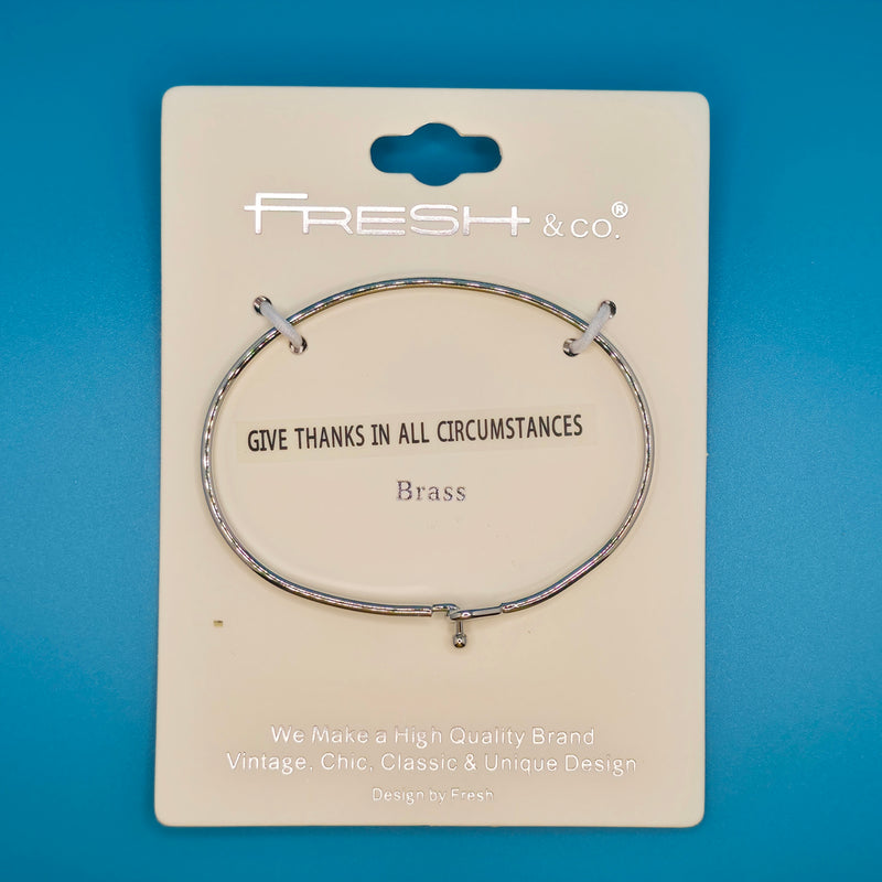 GIVE THANKS IN ALL CIRCUMSTANCES Inspirational Message Bracelet Positive Message Engraved Thin Bangle - Jewelry