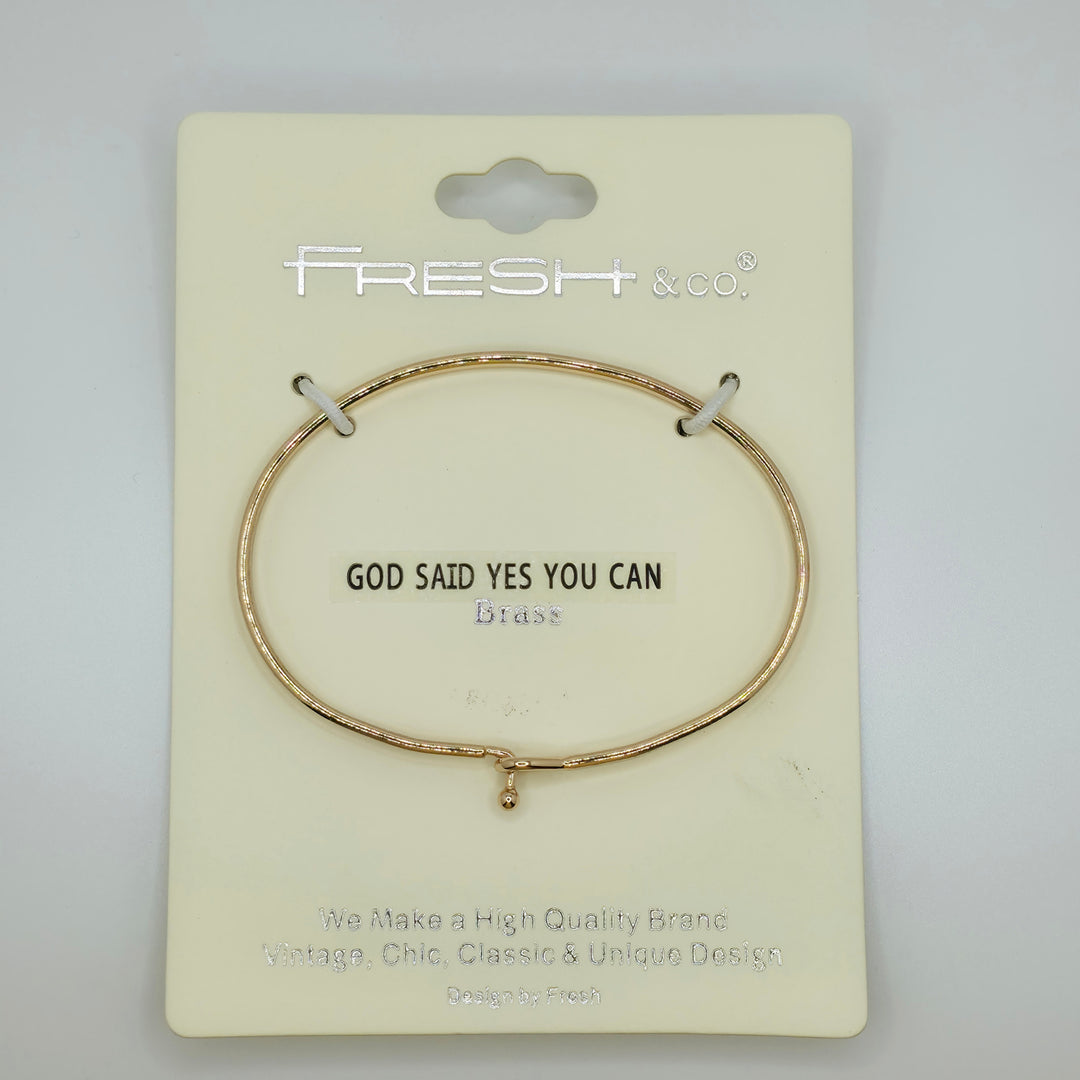 GOD SAID YES YOU CAN Inspirational Message Bracelet Positive Message Engraved Thin Bangle - Jewelry