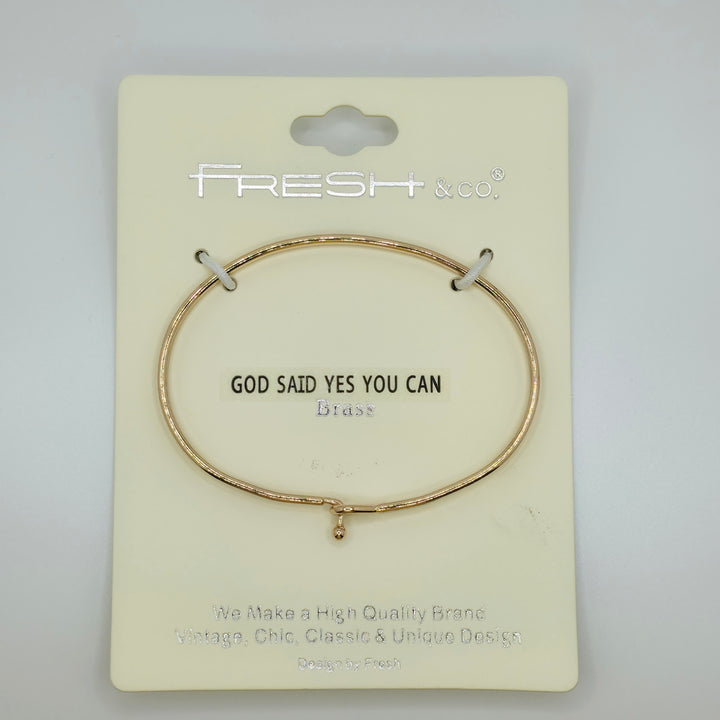GOD SAID YES YOU CAN Inspirational Message Bracelet Positive Message Engraved Thin Bangle - Jewelry