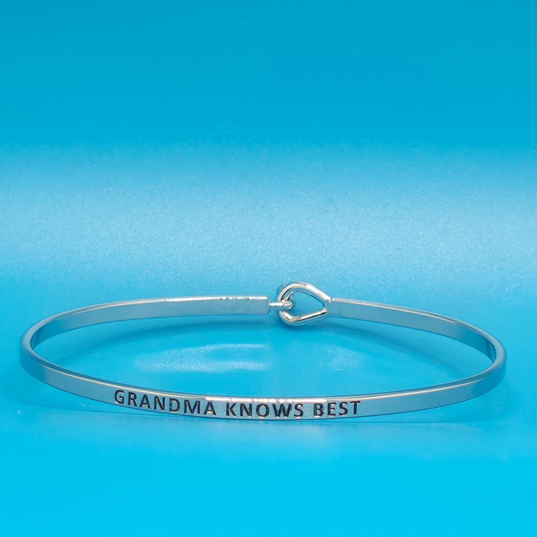 GRANDMA KNOWS BEST Inspirational Message Bracelet Positive Message Engraved Thin Bangle - Jewelry