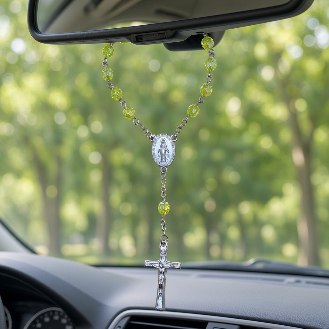 Green Bead - Car Rosary