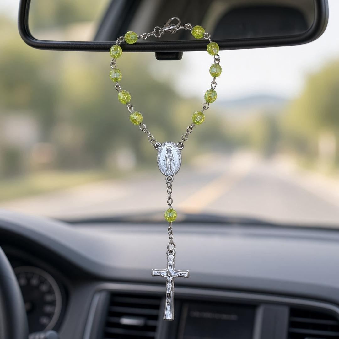 Green Bead - Car Rosary