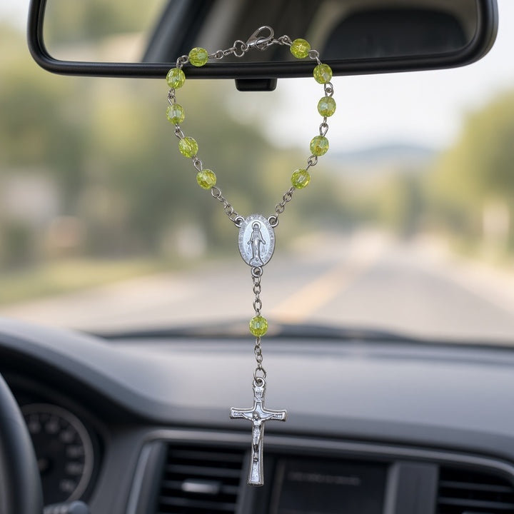 Green Bead - Car Rosary