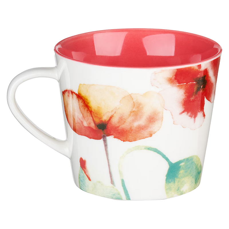 Life Is Beautiful Coral Poppies Ceramic Coffee Mug