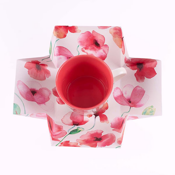 Life Is Beautiful Coral Poppies Ceramic Coffee Mug