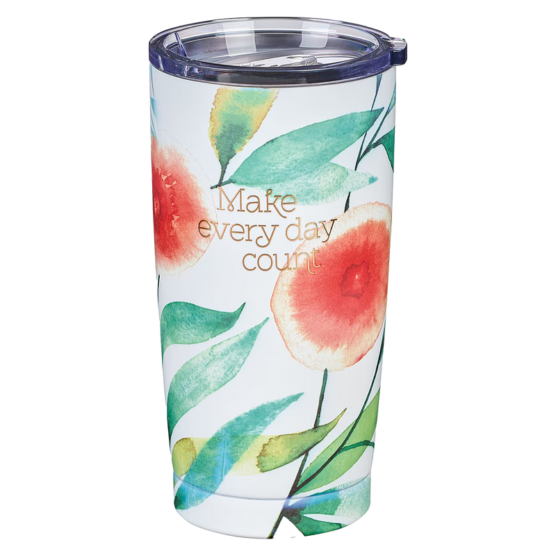 Make Every Day Count Orange Blossoms Stainless Steel Travel Mug