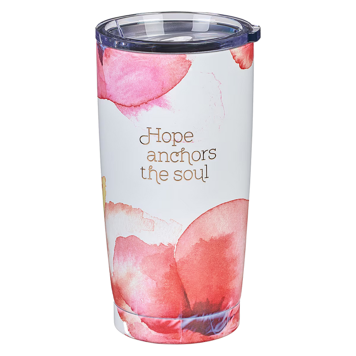 Hope Anchors the Soul Coral Poppies Stainless Steel Travel Mug