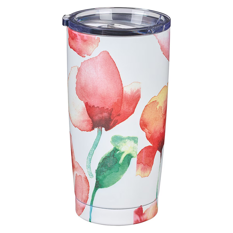 Hope Anchors the Soul Coral Poppies Stainless Steel Travel Mug