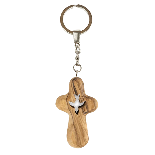 Olive Wood Keychain, Catholic &amp; Christian Religious Gift for Men &amp; Women