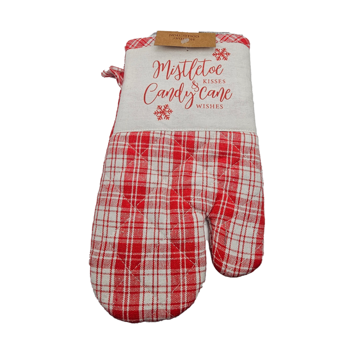 Holiday Collection Christmas Mistle Toe &amp; Candy Cane Towels and Pot Holder Set: Plaid Country Cotton Towels