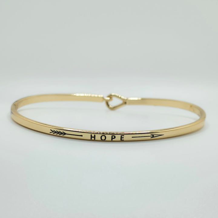 HOPE (Arrow) Inspirational Message Bracelet Positive Message Engraved Thin Bangle - Jewelry