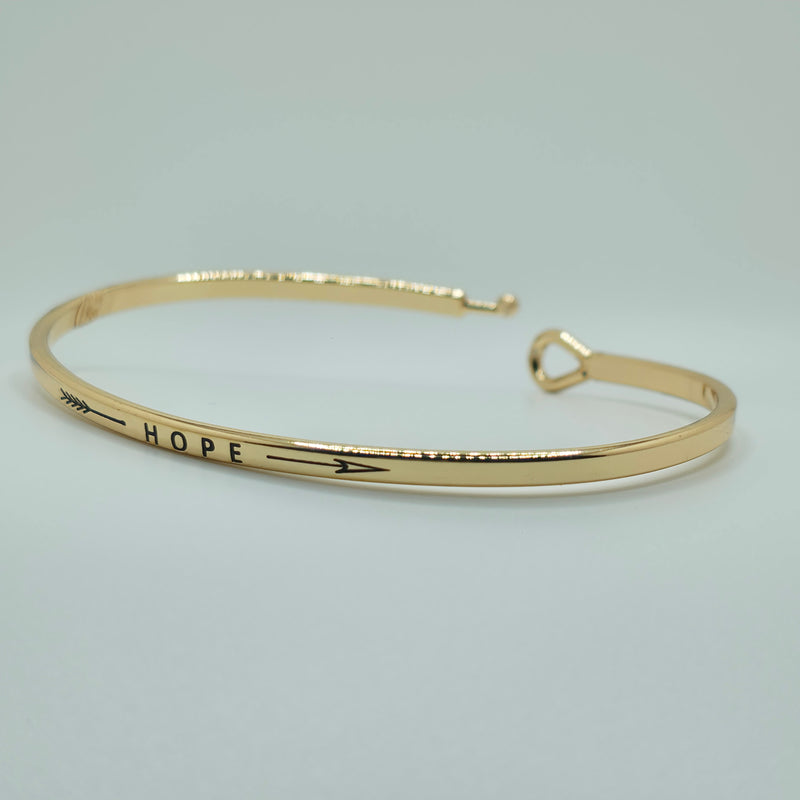 HOPE (Arrow) Inspirational Message Bracelet Positive Message Engraved Thin Bangle - Jewelry