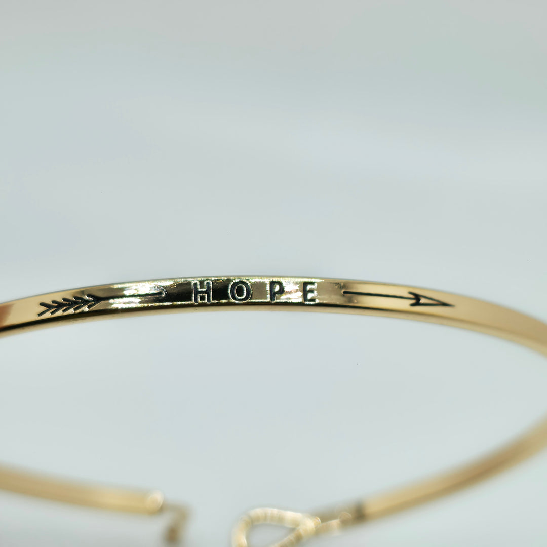HOPE (Arrow) Inspirational Message Bracelet Positive Message Engraved Thin Bangle - Jewelry