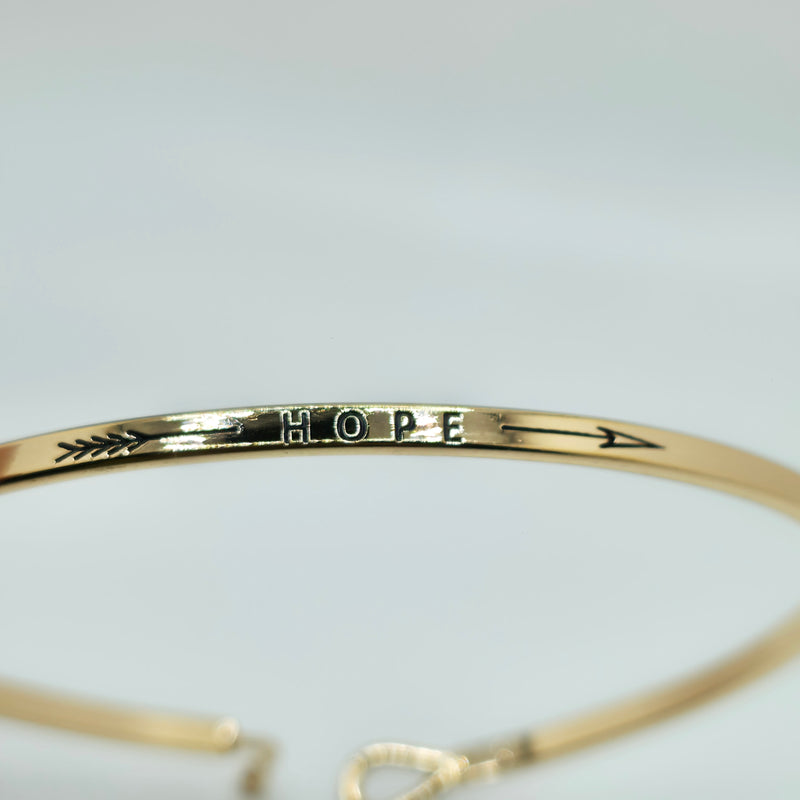 HOPE (Arrow) Inspirational Message Bracelet Positive Message Engraved Thin Bangle - Jewelry