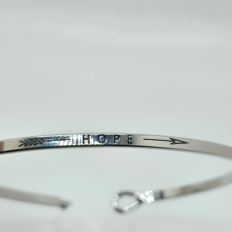 HOPE (Arrow) Inspirational Message Bracelet Positive Message Engraved Thin Bangle - Jewelry