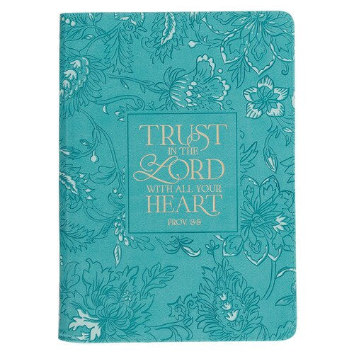 Trust in the Lord Teal Floral Faux Leather Journal with Zipper Closure - Proverbs 3:5