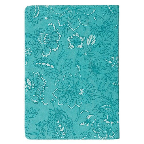 Trust in the Lord Teal Floral Faux Leather Journal with Zipper Closure - Proverbs 3:5