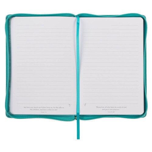 Trust in the Lord Teal Floral Faux Leather Journal with Zipper Closure - Proverbs 3:5