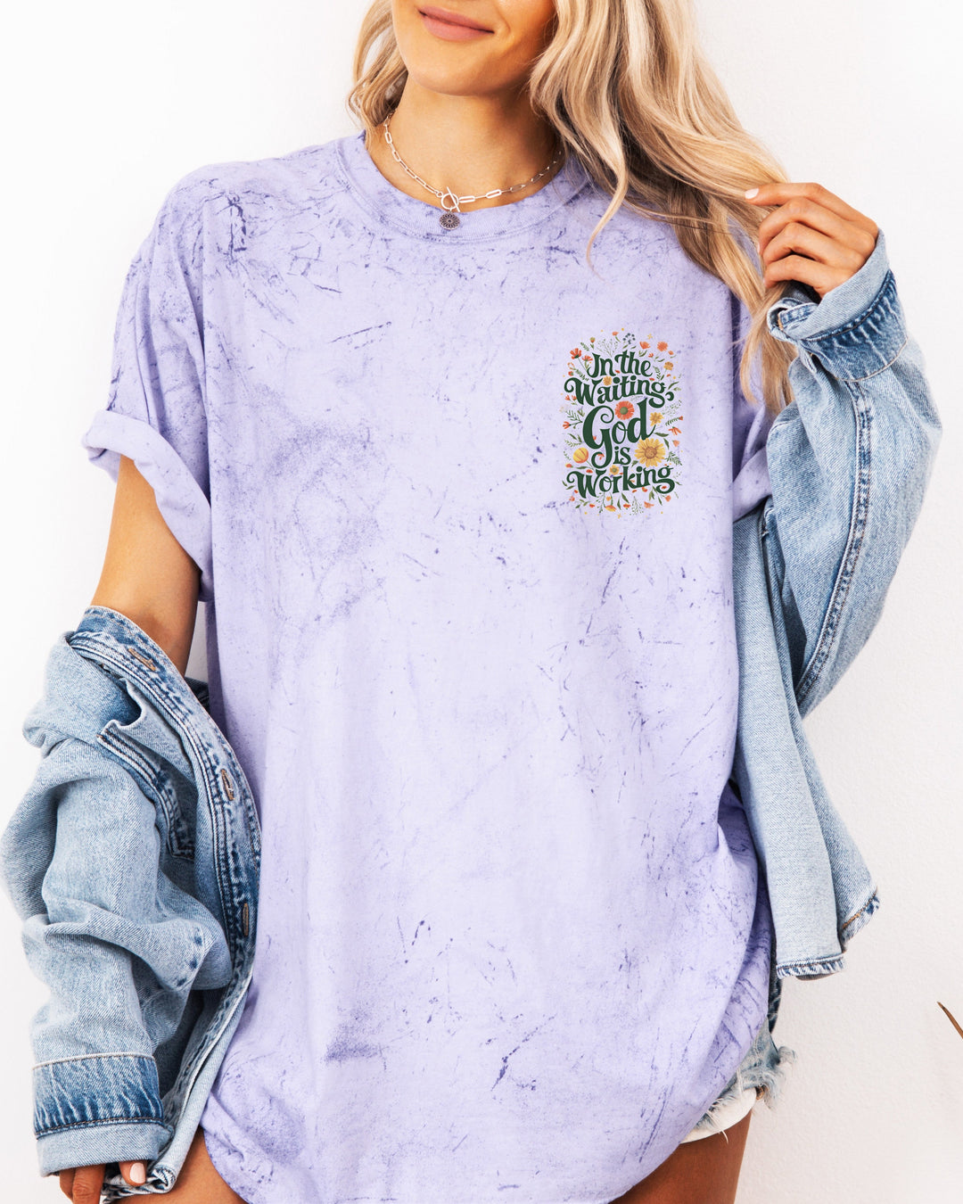 In The Waiting God Is Working Christian Comfort Colors T-Shirt (Floral), Faith Gift