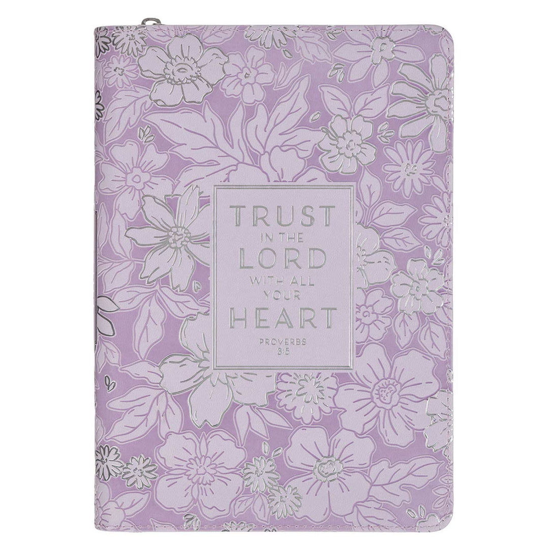 Trust in the Lord Lilac Floral Classic Journal with Zipper Closure - Proverbs 3:5