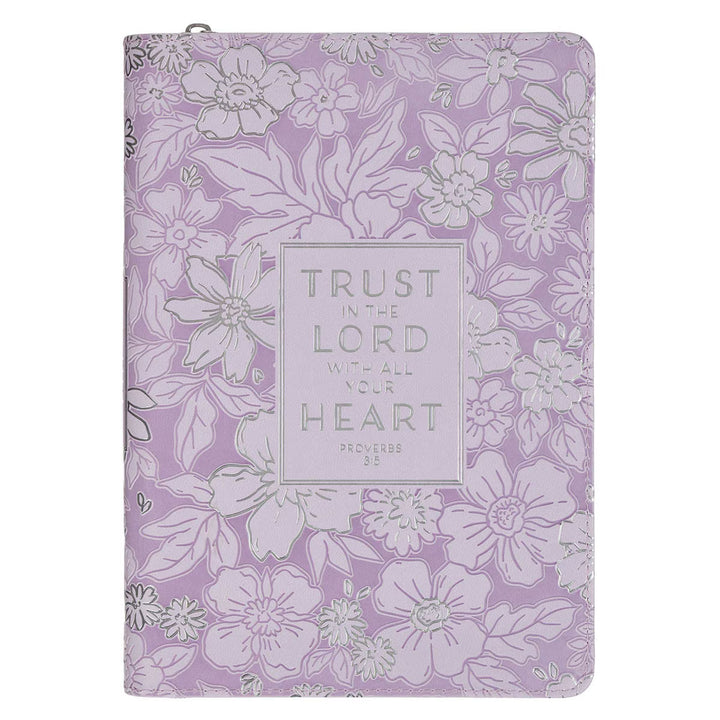 Trust in the Lord Lilac Floral Classic Journal with Zipper Closure - Proverbs 3:5