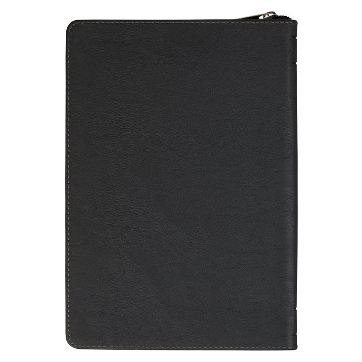 Be Strong Black and Tan Faux Leather Classic Journal with Zipper Closure - Ephesians 6:10
