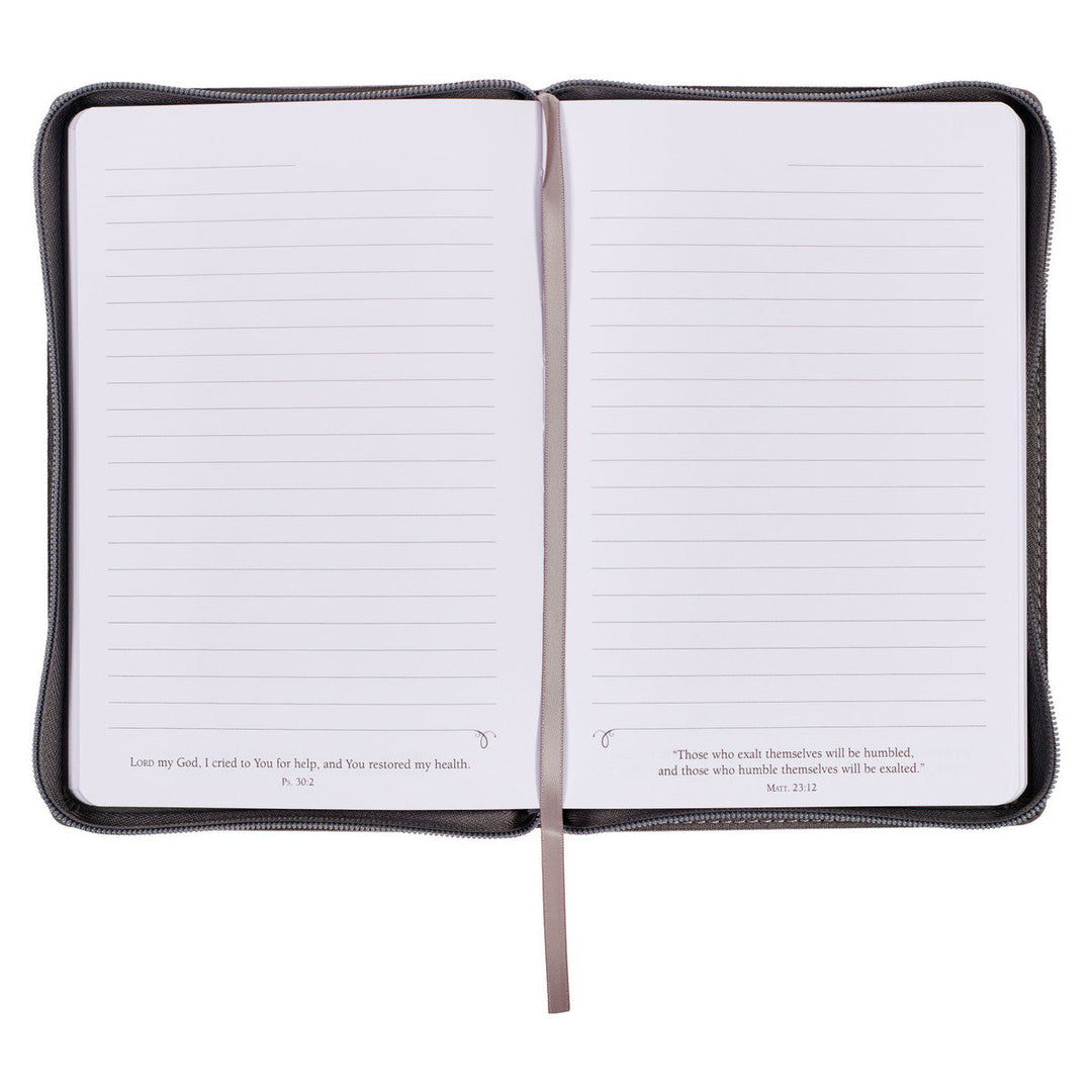 Wings Like Eagles Steel Gray Faux Leather Journal with Zipper Closure - Isaiah 40:31