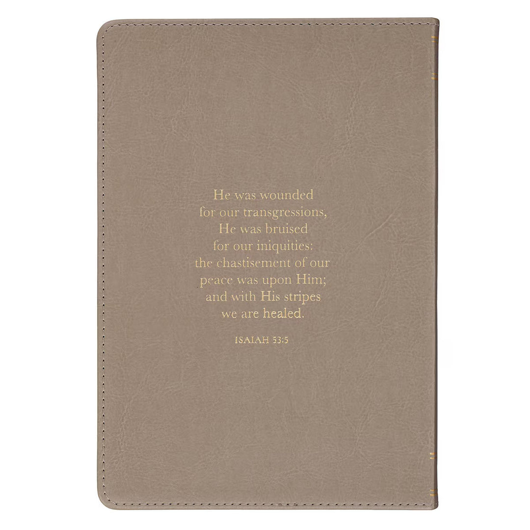 Amazing Grace Taupe Crown of Thorns Classic Faux Leather Journal - Isaiah 53:5
