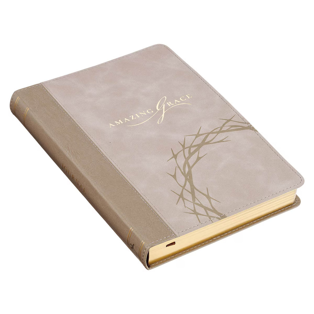 Amazing Grace Taupe Crown of Thorns Classic Faux Leather Journal - Isaiah 53:5