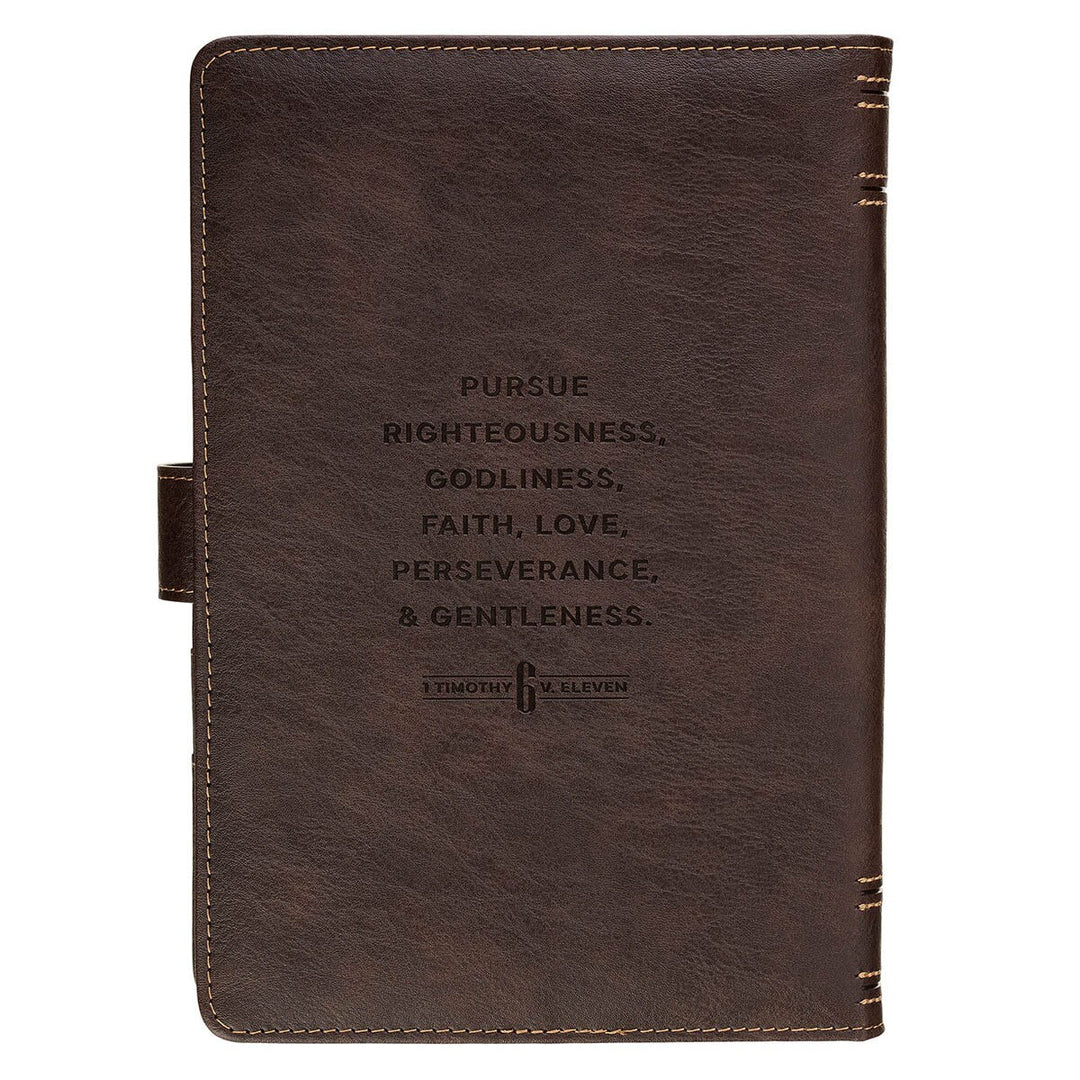 Man of God Espresso Brown Faux Leather Journal Cover with Magnetic Closure
