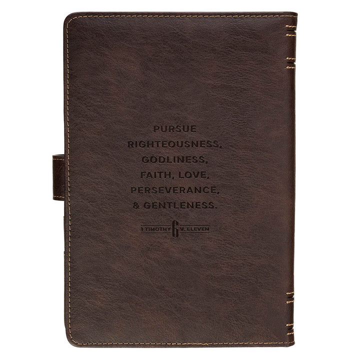 Man of God Espresso Brown Faux Leather Journal Cover with Magnetic Closure