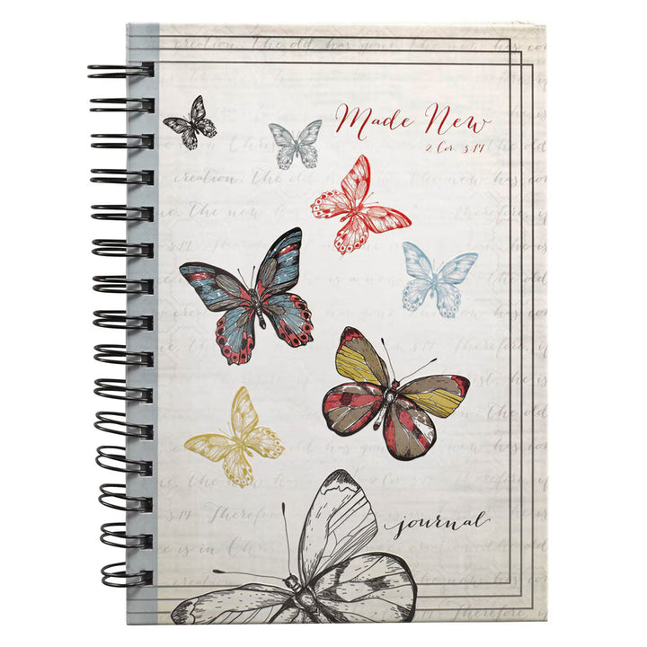 Made New Butterfly Large Hardcover Wirebound Journal - 2 Corinthians 5:17