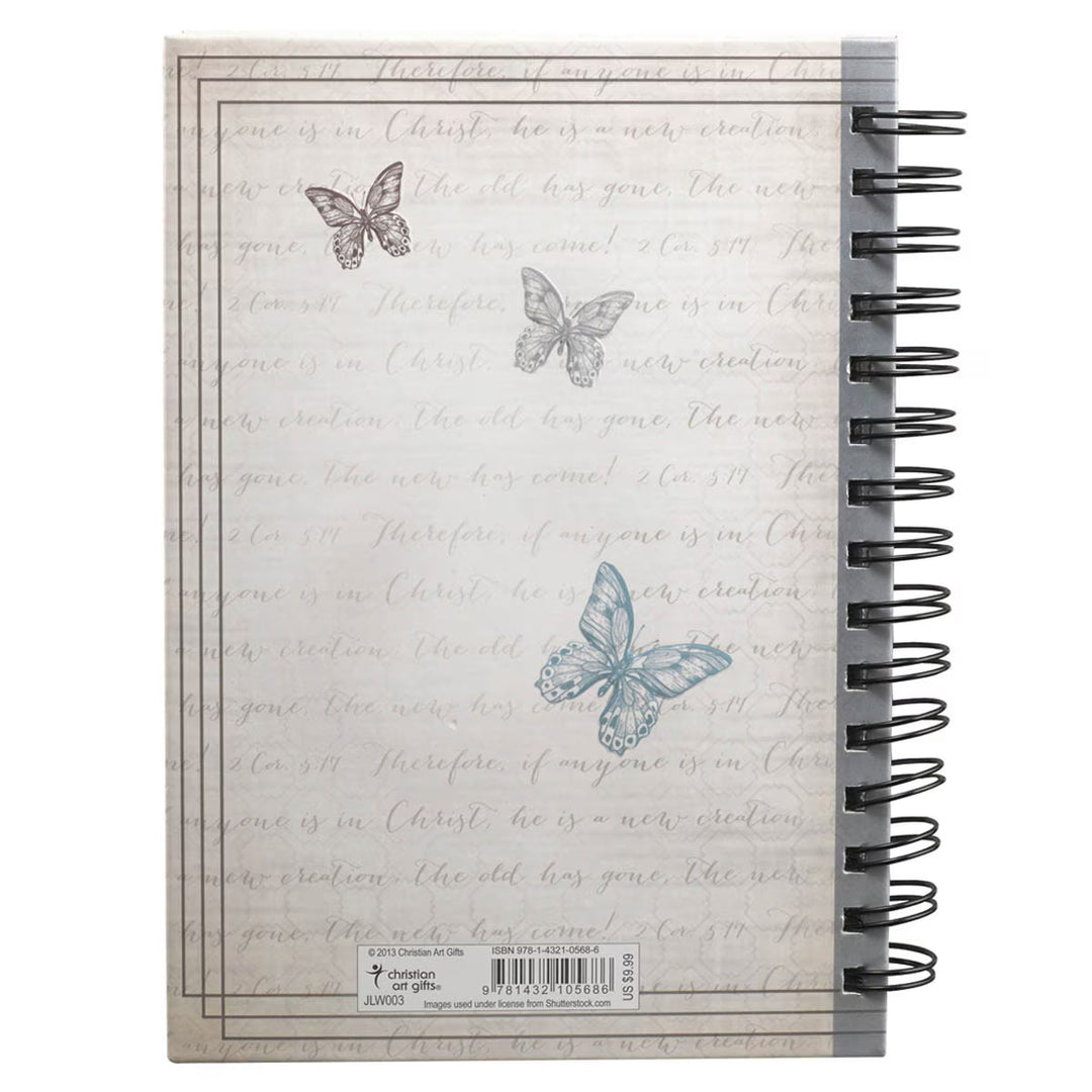 Made New Butterfly Large Hardcover Wirebound Journal - 2 Corinthians 5:17