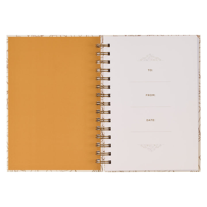Give Thanks White and Gold Wire bound Journal - Psalm 106:1