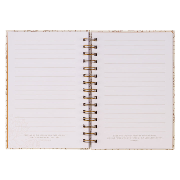 Give Thanks White and Gold Wire bound Journal - Psalm 106:1