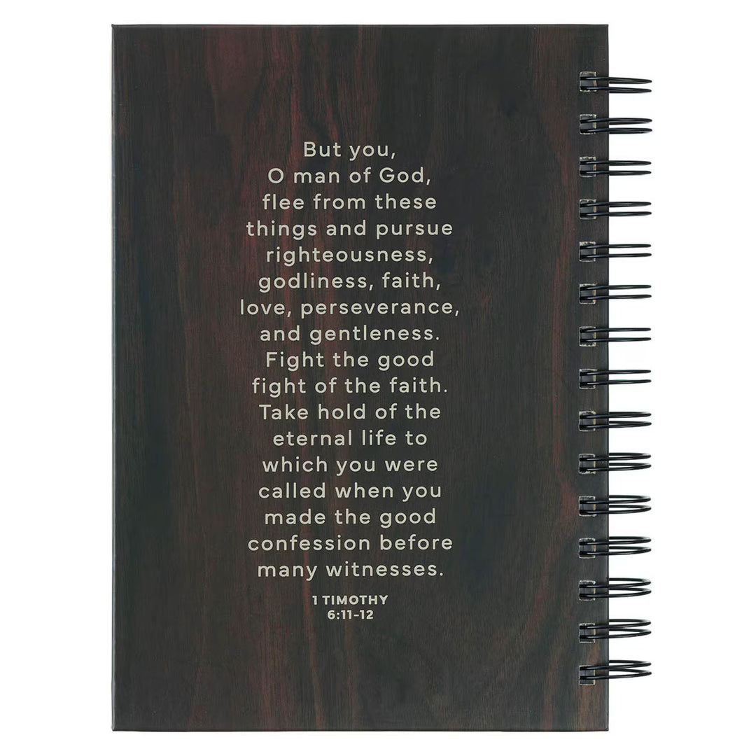 Man of God Brown Trailhead Large Spiral Journal - 1 Timothy 6:11