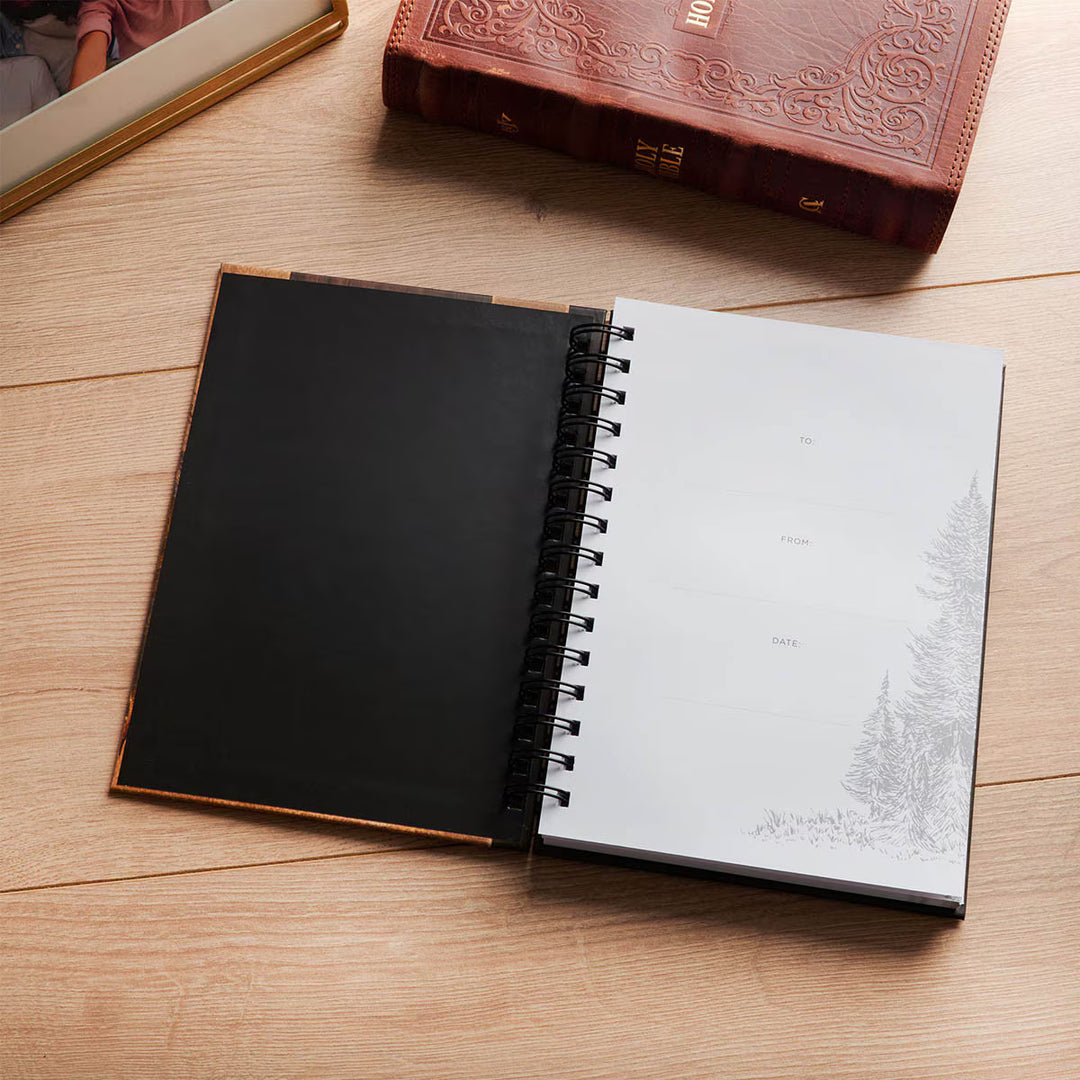 Man of God Brown Trailhead Large Spiral Journal - 1 Timothy 6:11