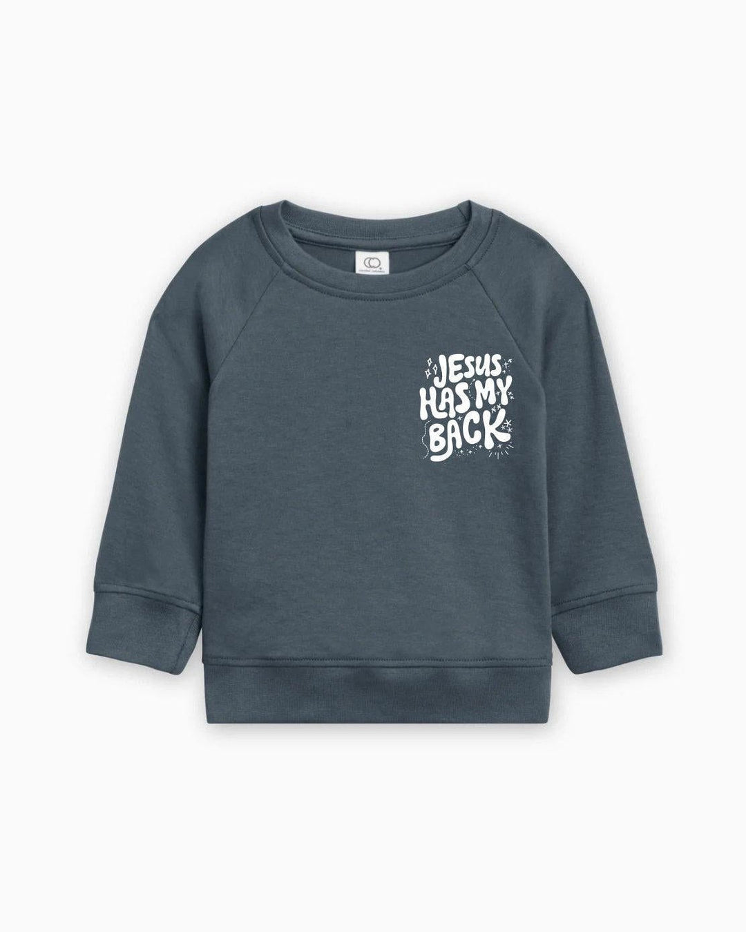 Jesus Has My Back Christian Organic Cotton Toddler Kids Pullover, Faith Sweatshirt