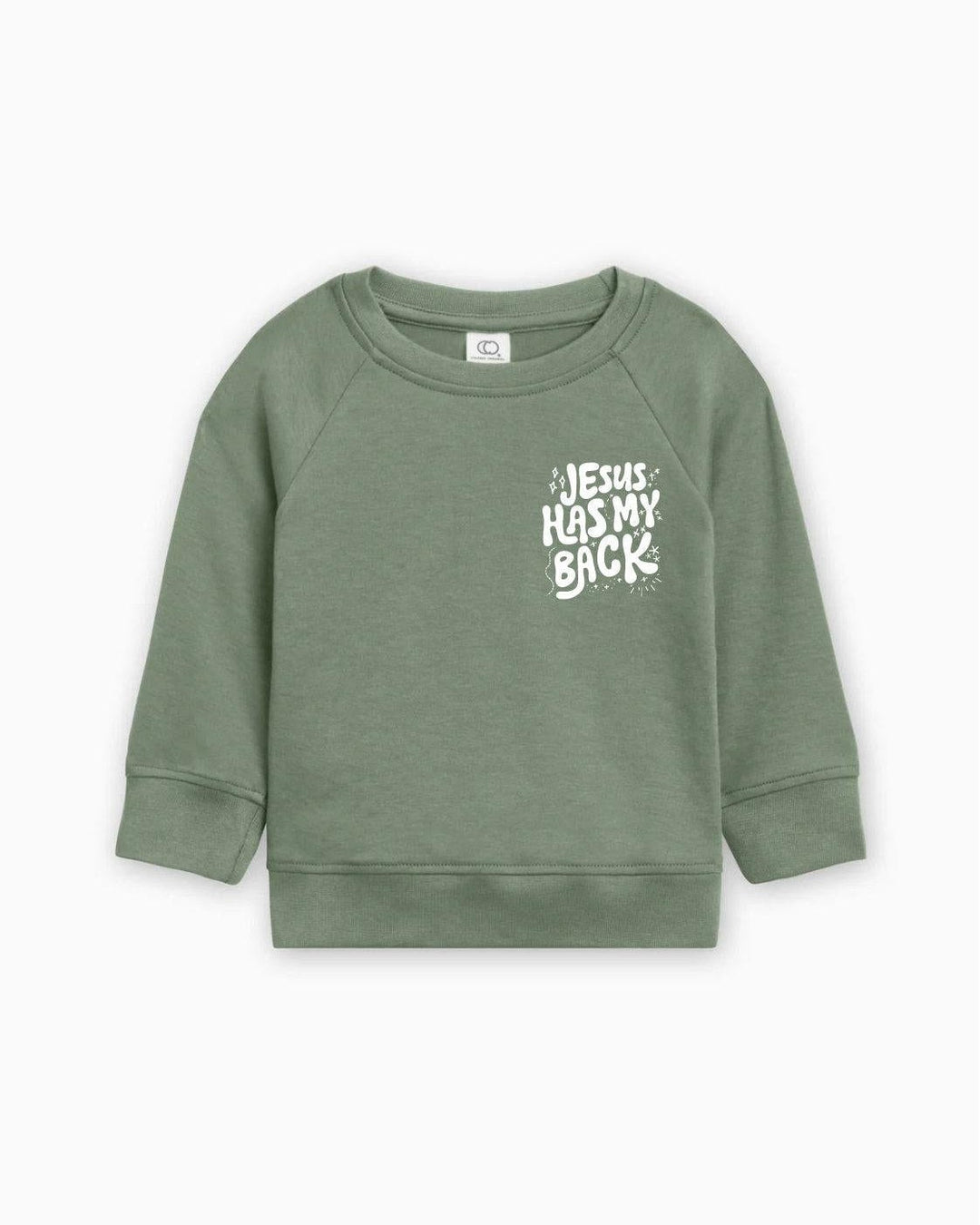 Jesus Has My Back Christian Organic Cotton Toddler Kids Pullover, Faith Sweatshirt
