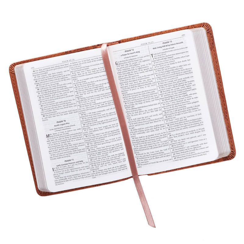 Toffee Brown Faux Leather King James Version Mini Pocket Bible