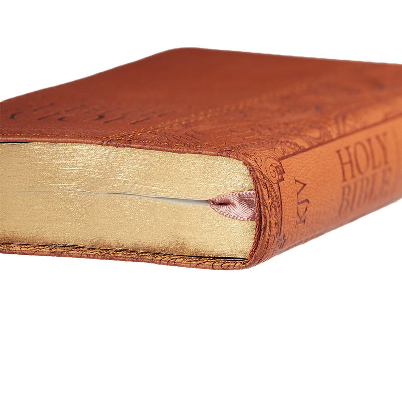 Toffee Brown Faux Leather King James Version Mini Pocket Bible