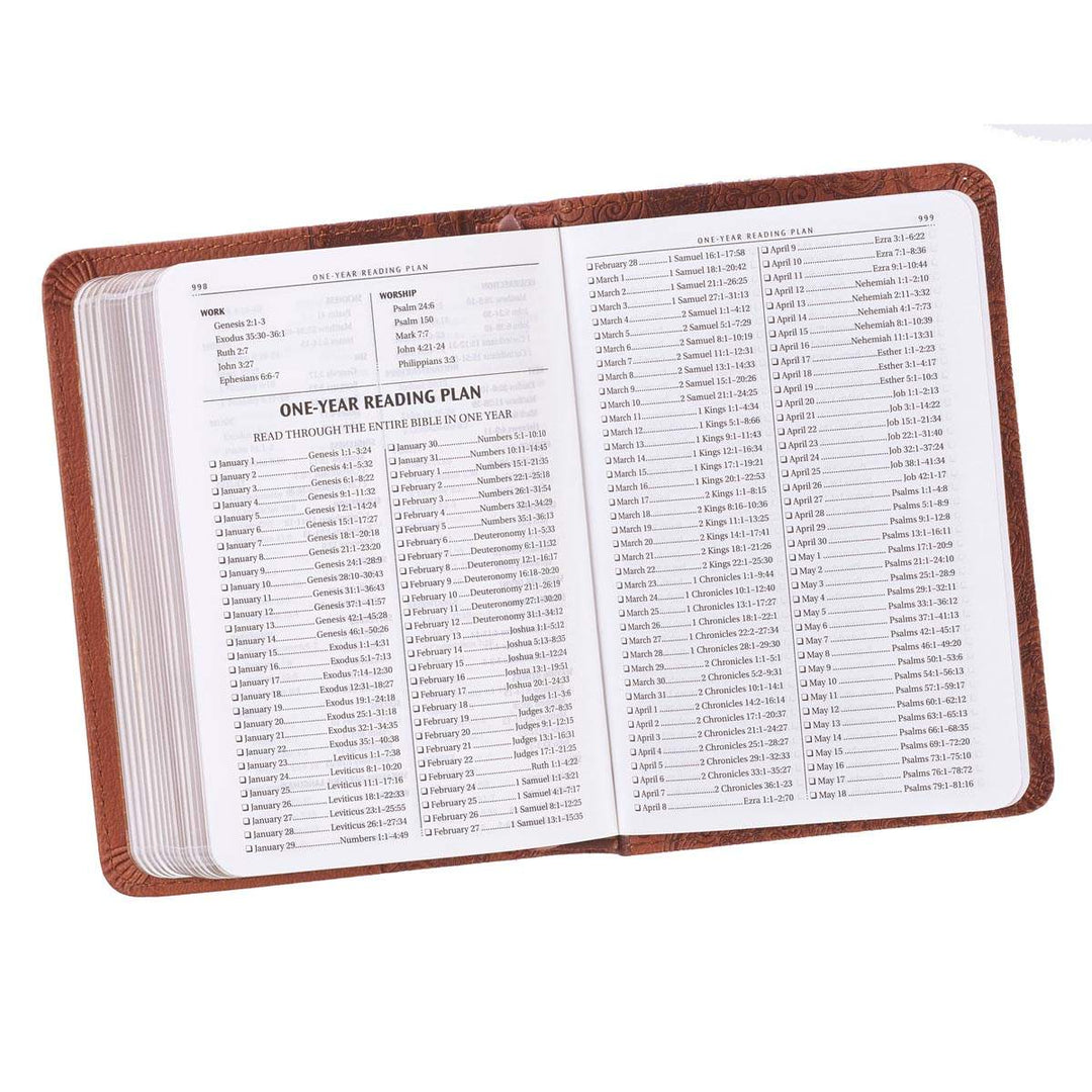 Toffee Brown Faux Leather King James Version Mini Pocket Bible