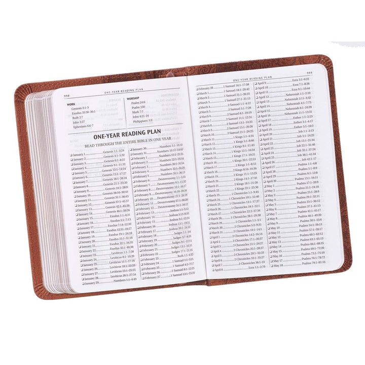 Toffee Brown Faux Leather King James Version Mini Pocket Bible